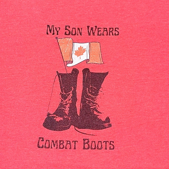 My Son Wears Combat Boots, Heathered Red, Unisex T-shirt - Picture 1 of 4